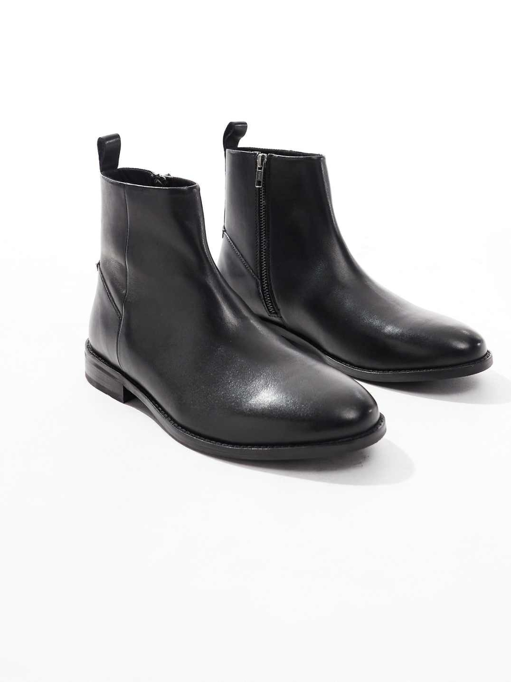ASOS Black Leather Chukka Zip Boots